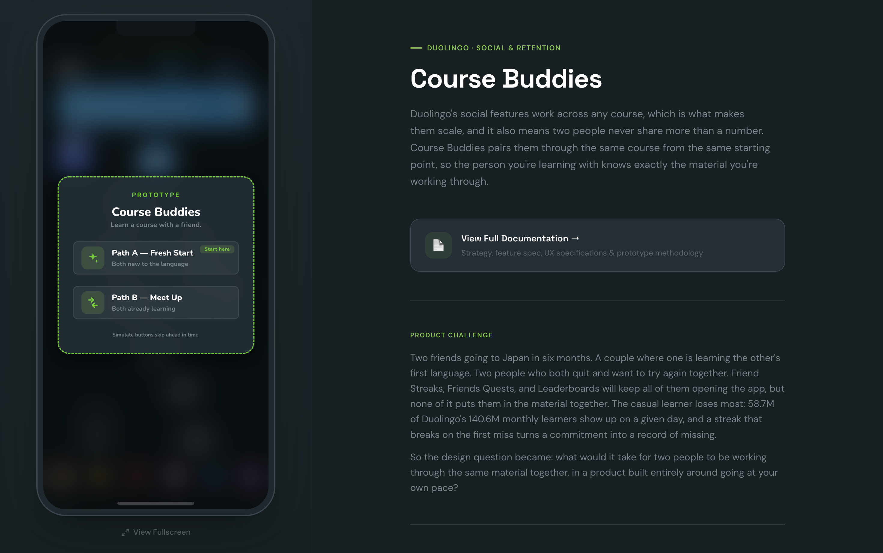 Duolingo Course Buddies showcase — prototype and documentation